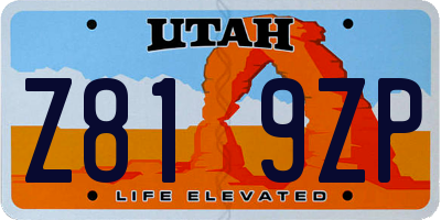 UT license plate Z819ZP