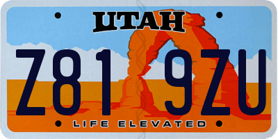 UT license plate Z819ZU