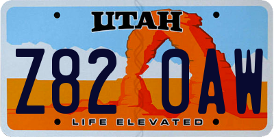 UT license plate Z820AW