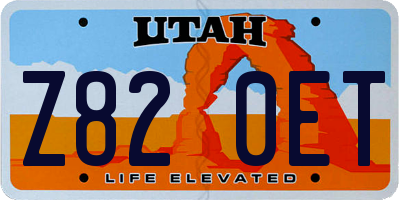 UT license plate Z820ET