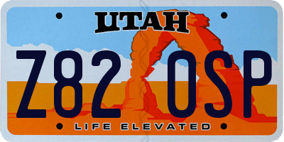 UT license plate Z820SP