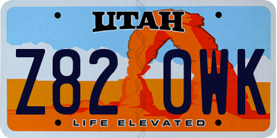 UT license plate Z820WK