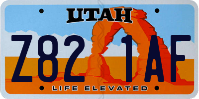 UT license plate Z821AF