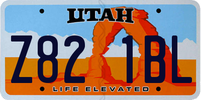 UT license plate Z821BL