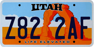 UT license plate Z822AF