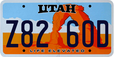 UT license plate Z826OD