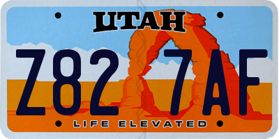 UT license plate Z827AF