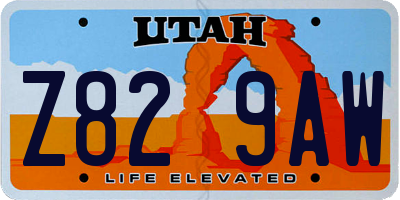 UT license plate Z829AW