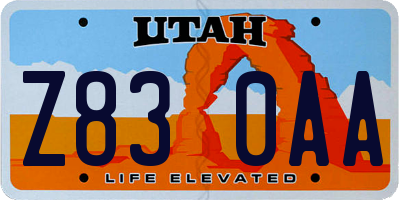 UT license plate Z830AA