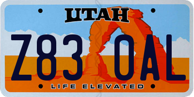 UT license plate Z830AL