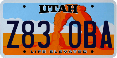 UT license plate Z830BA