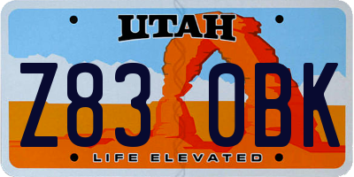 UT license plate Z830BK