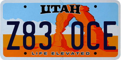 UT license plate Z830CE
