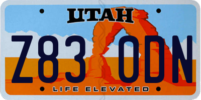 UT license plate Z830DN