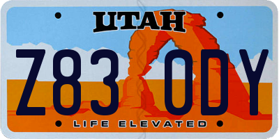 UT license plate Z830DY