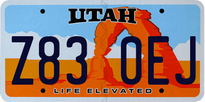 UT license plate Z830EJ