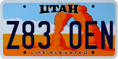 UT license plate Z830EN