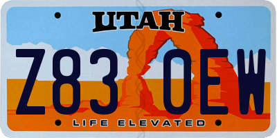 UT license plate Z830EW
