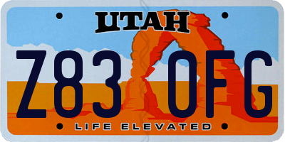 UT license plate Z830FG