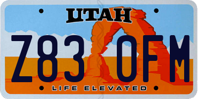 UT license plate Z830FM