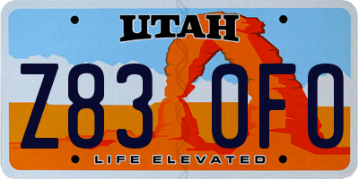 UT license plate Z830FO