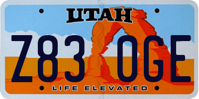 UT license plate Z830GE
