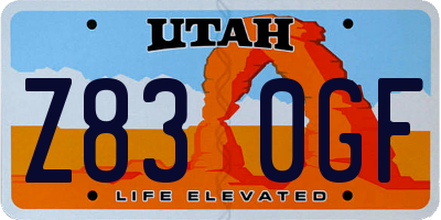 UT license plate Z830GF