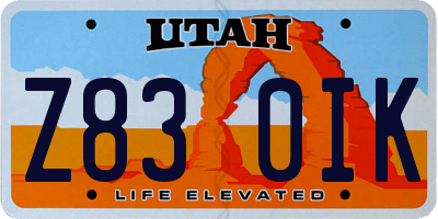 UT license plate Z830IK