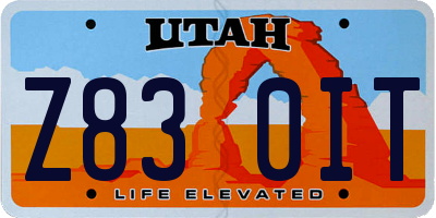 UT license plate Z830IT