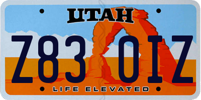 UT license plate Z830IZ