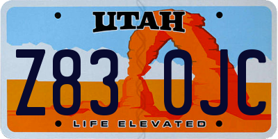 UT license plate Z830JC