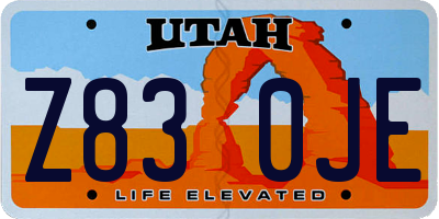 UT license plate Z830JE