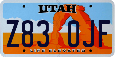UT license plate Z830JF
