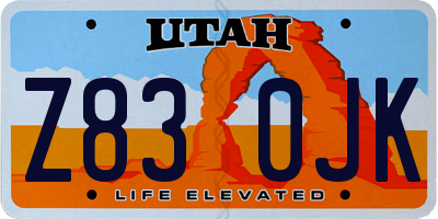 UT license plate Z830JK