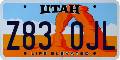 UT license plate Z830JL