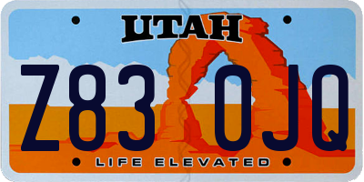 UT license plate Z830JQ