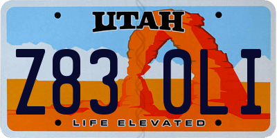 UT license plate Z830LI