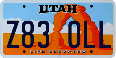 UT license plate Z830LL