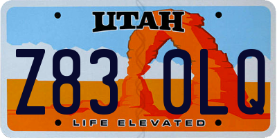 UT license plate Z830LQ