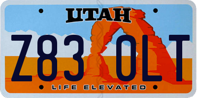 UT license plate Z830LT