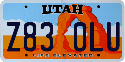 UT license plate Z830LU