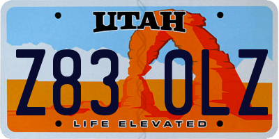UT license plate Z830LZ