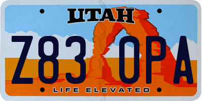 UT license plate Z830PA
