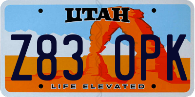 UT license plate Z830PK