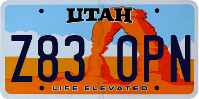 UT license plate Z830PN