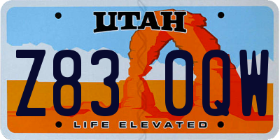 UT license plate Z830QW