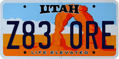 UT license plate Z830RE