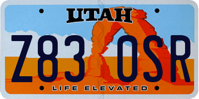 UT license plate Z830SR