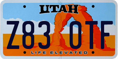 UT license plate Z830TF