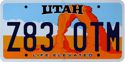 UT license plate Z830TM